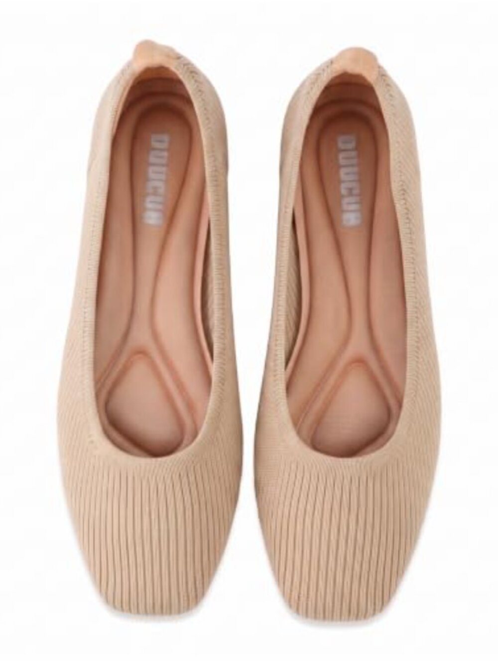 Foldable Knit Ballet Flats for Women Square Toe Slip On Breathable Comfortable